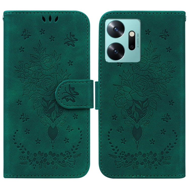 For Infinix Zero 20 Butterfly Rose Embossed Leather Phone Case
