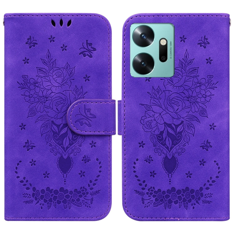 For Infinix Zero 20 Butterfly Rose Embossed Leather Phone Case