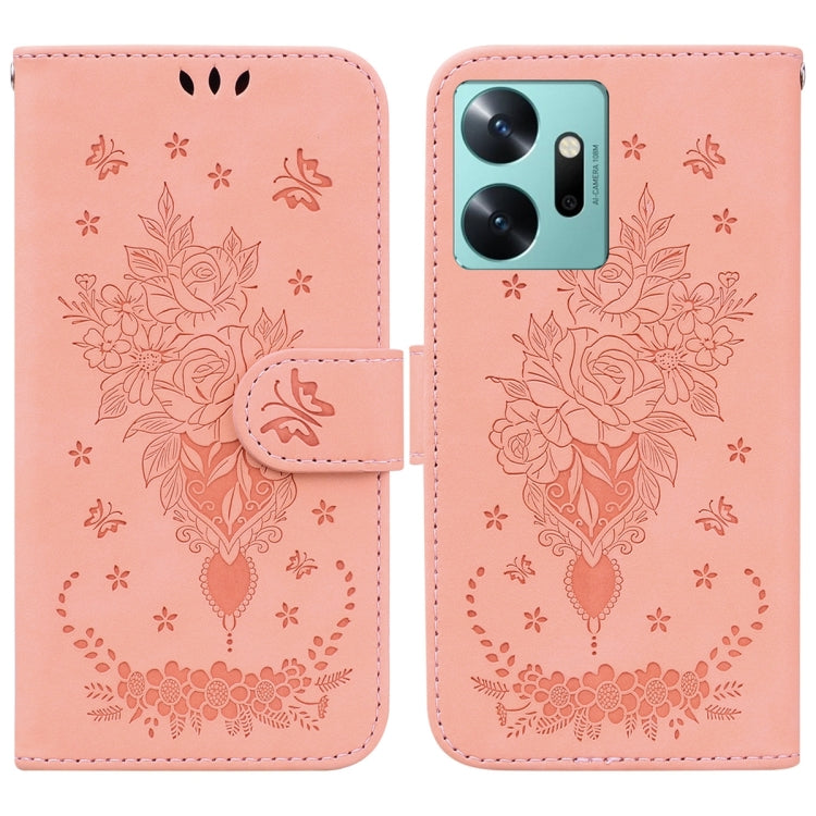 For Infinix Zero 20 Butterfly Rose Embossed Leather Phone Case