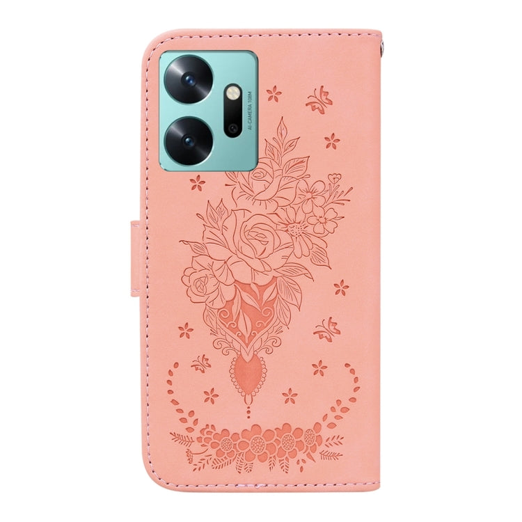 For Infinix Zero 20 Butterfly Rose Embossed Leather Phone Case