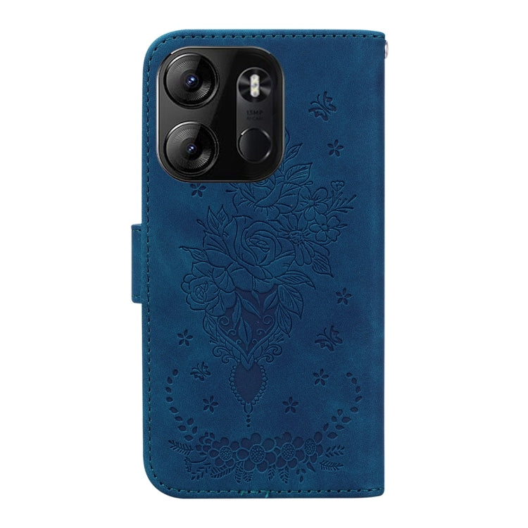 For Tecno Spark Go 2023 / Pop 7 Pro Butterfly Rose Embossed Leather Phone Case