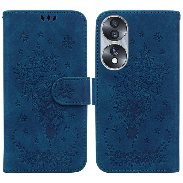 For Honor 70 Butterfly Rose Embossed Leather Phone Case