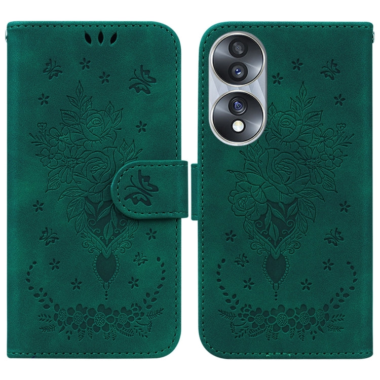 For Honor 70 Butterfly Rose Embossed Leather Phone Case