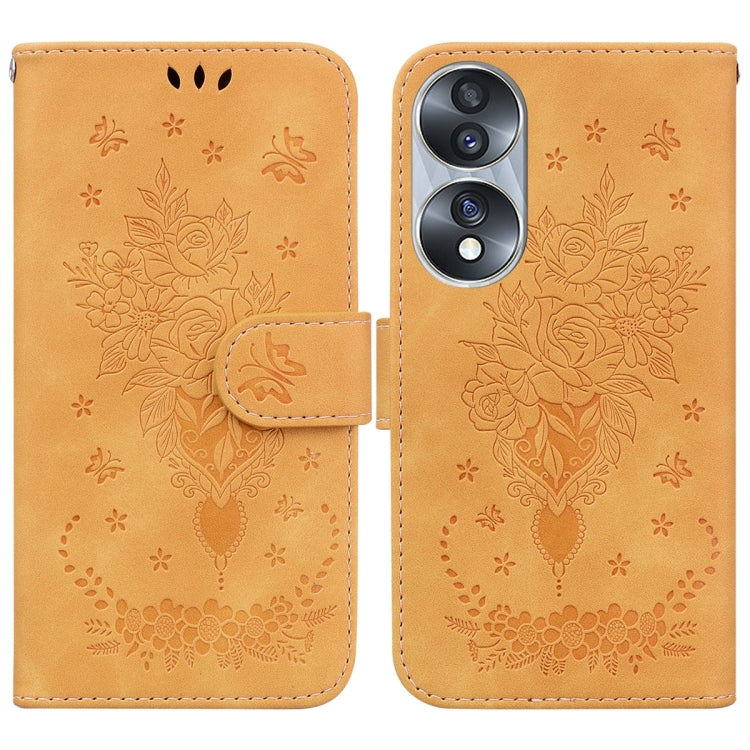 For Honor 70 Butterfly Rose Embossed Leather Phone Case