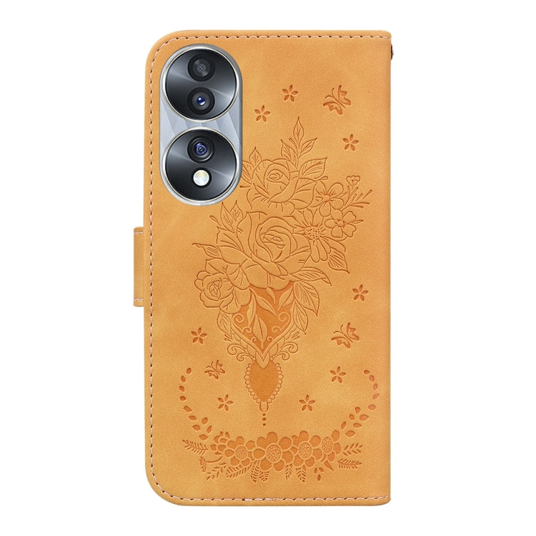 For Honor 70 Butterfly Rose Embossed Leather Phone Case