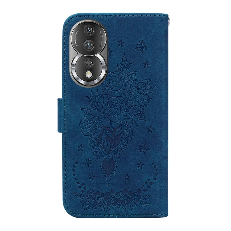 For Honor 80 Butterfly Rose Embossed Leather Phone Case