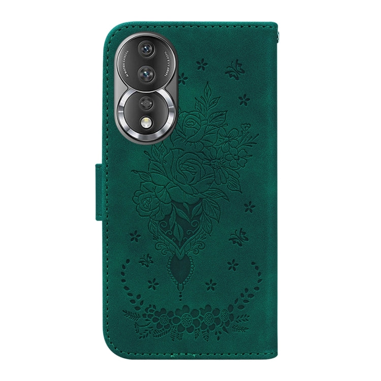 For Honor 80 Butterfly Rose Embossed Leather Phone Case