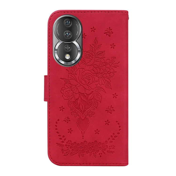 For Honor 80 Butterfly Rose Embossed Leather Phone Case