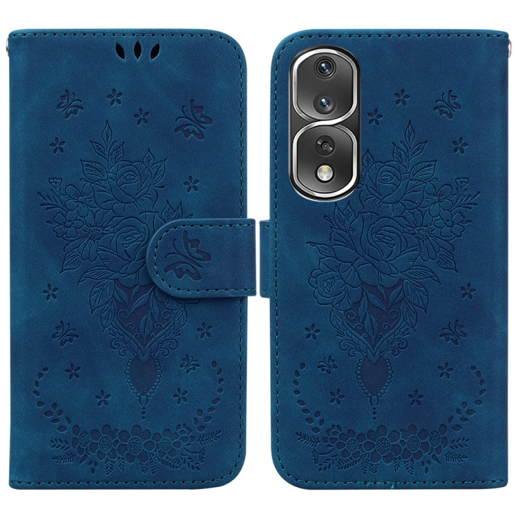 For Honor 80 Pro Butterfly Rose Embossed Leather Phone Case