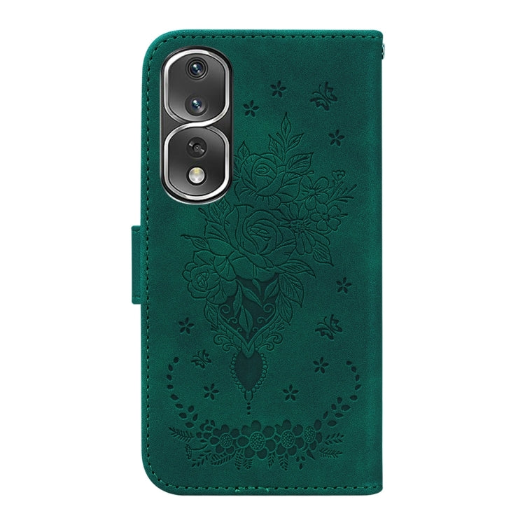 For Honor 80 Pro Butterfly Rose Embossed Leather Phone Case