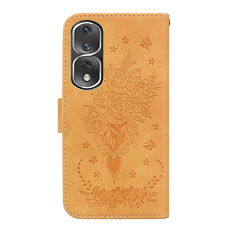 For Honor 80 Pro Butterfly Rose Embossed Leather Phone Case