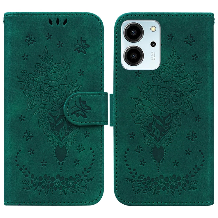 For Honor 80 SE Butterfly Rose Embossed Leather Phone Case