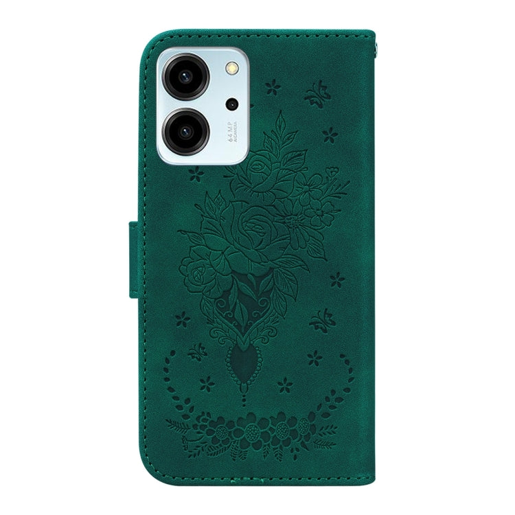 For Honor 80 SE Butterfly Rose Embossed Leather Phone Case