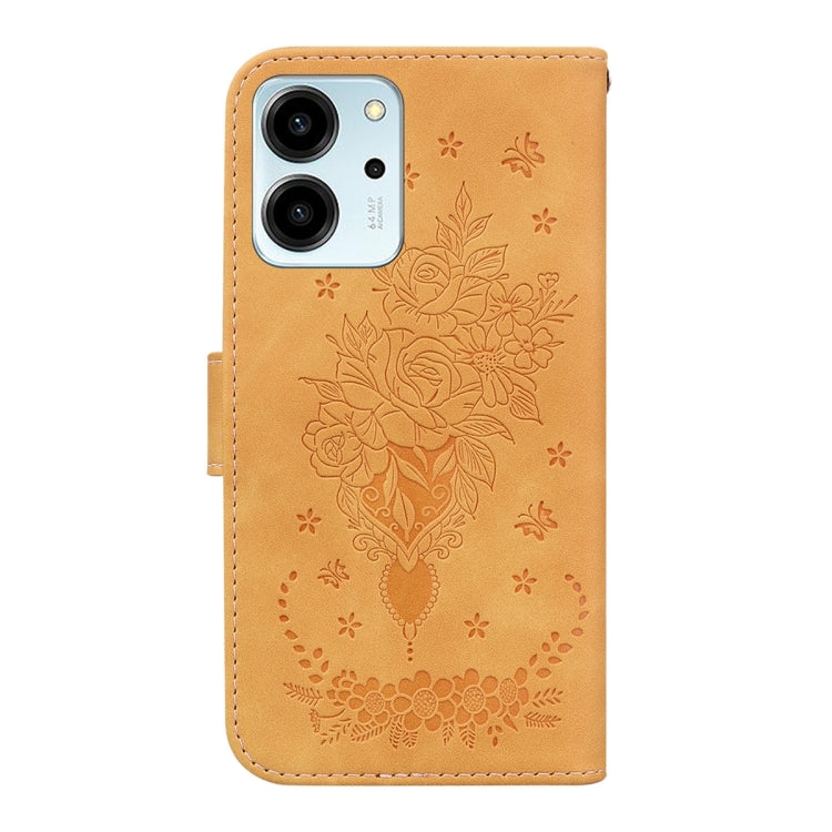 For Honor 80 SE Butterfly Rose Embossed Leather Phone Case