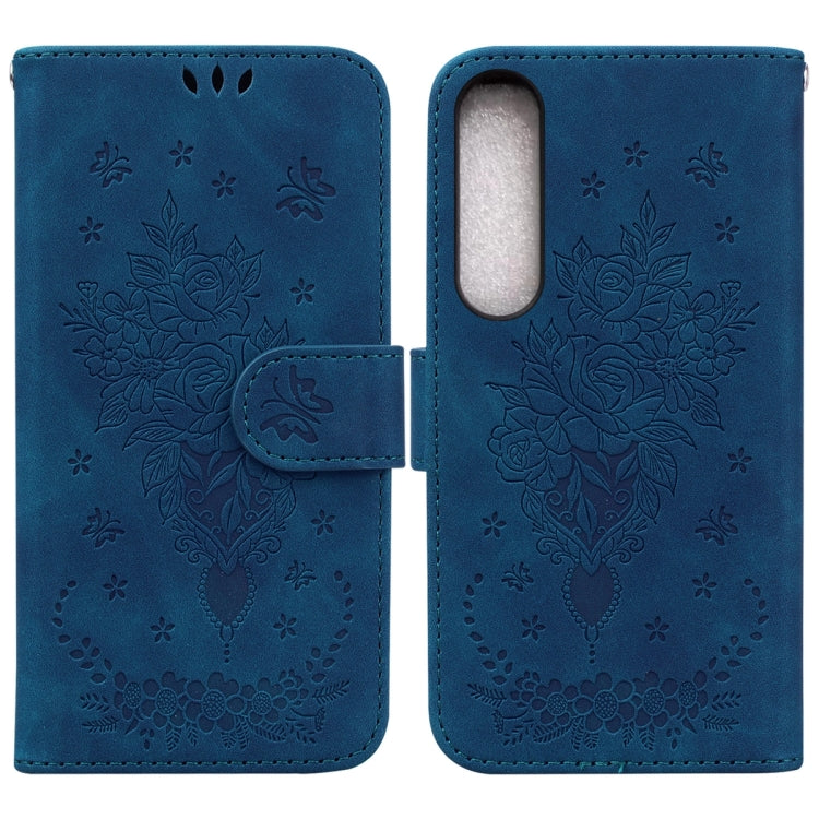 For Sony Xperia 1 IV 2023 Butterfly Rose Embossed Leather Phone Case