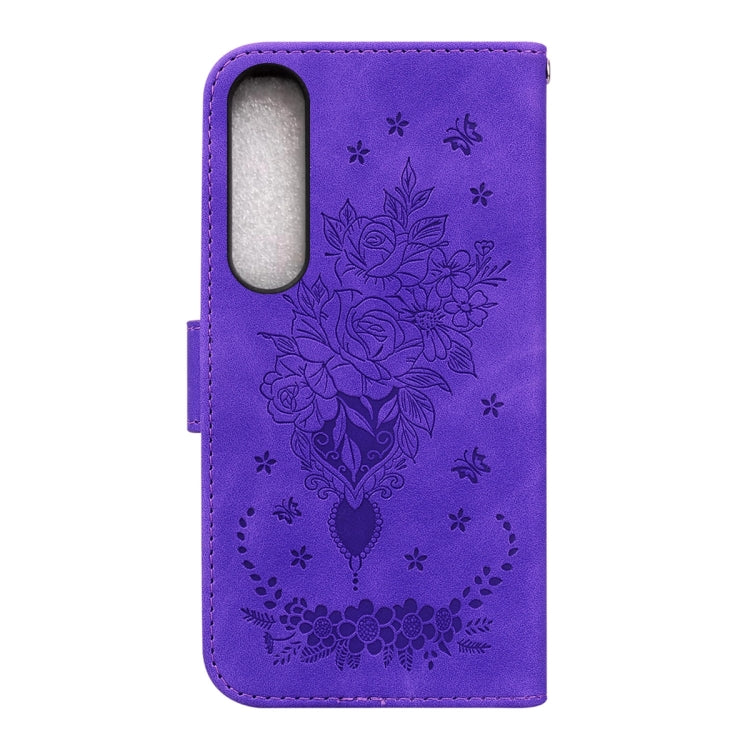 For Sony Xperia 1 IV 2023 Butterfly Rose Embossed Leather Phone Case