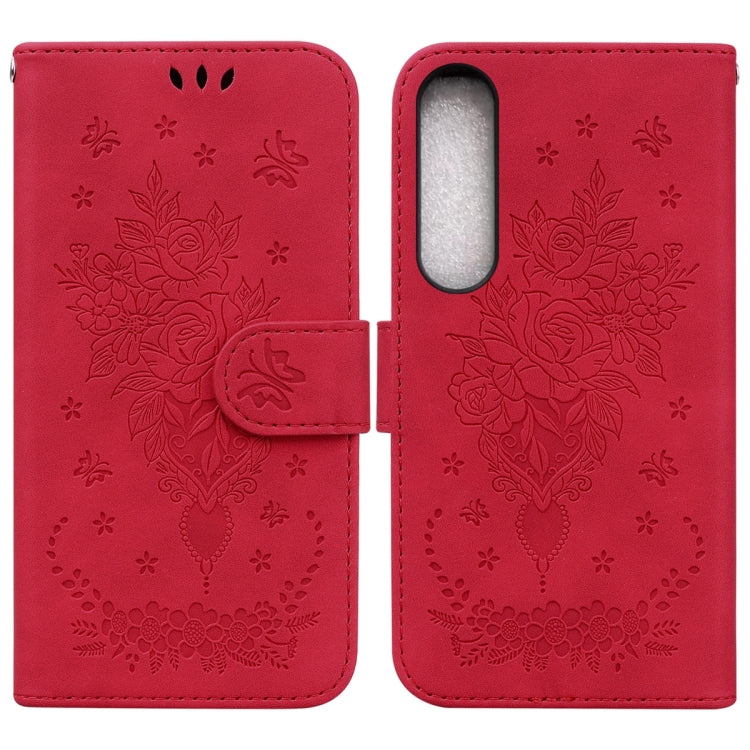 For Sony Xperia 1 IV 2023 Butterfly Rose Embossed Leather Phone Case