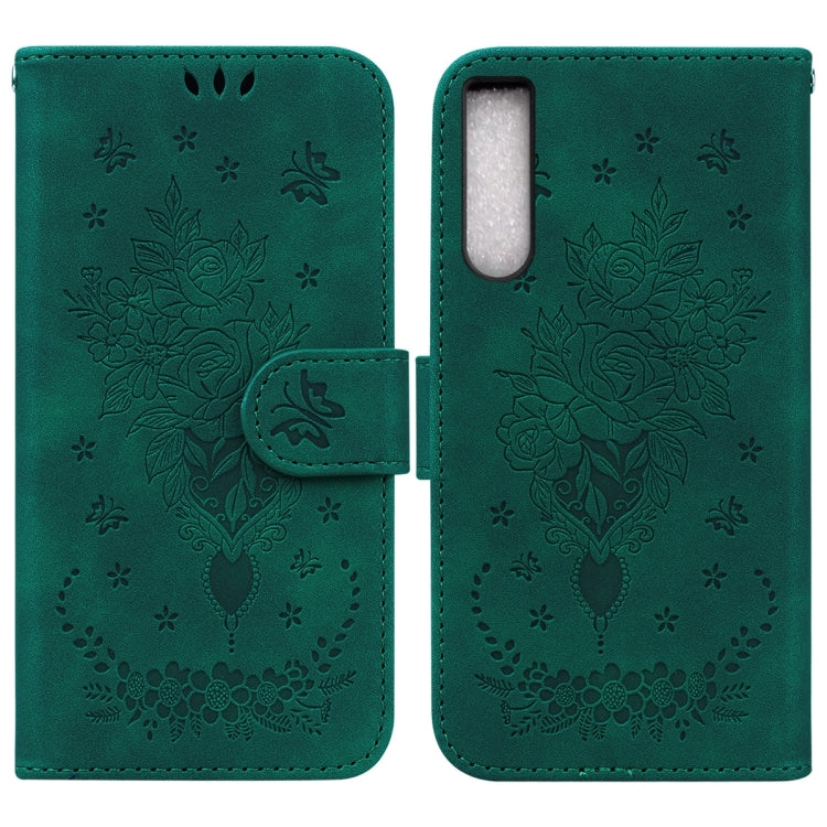 For Sony Xperia 10 IV 2023 Butterfly Rose Embossed Leather Phone Case