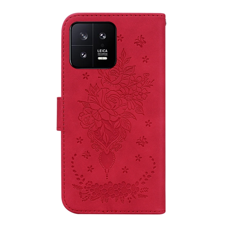 For Xiaomi 13 5G Butterfly Rose Embossed Leather Phone Case