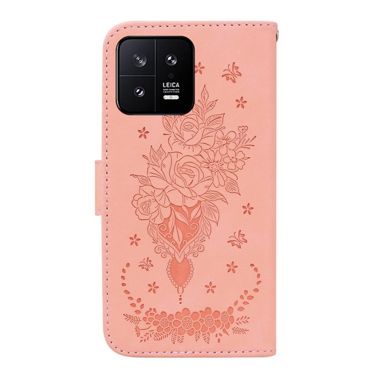 For Xiaomi 13 5G Butterfly Rose Embossed Leather Phone Case