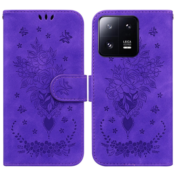 For Xiaomi 13 Pro Butterfly Rose Embossed Leather Phone Case