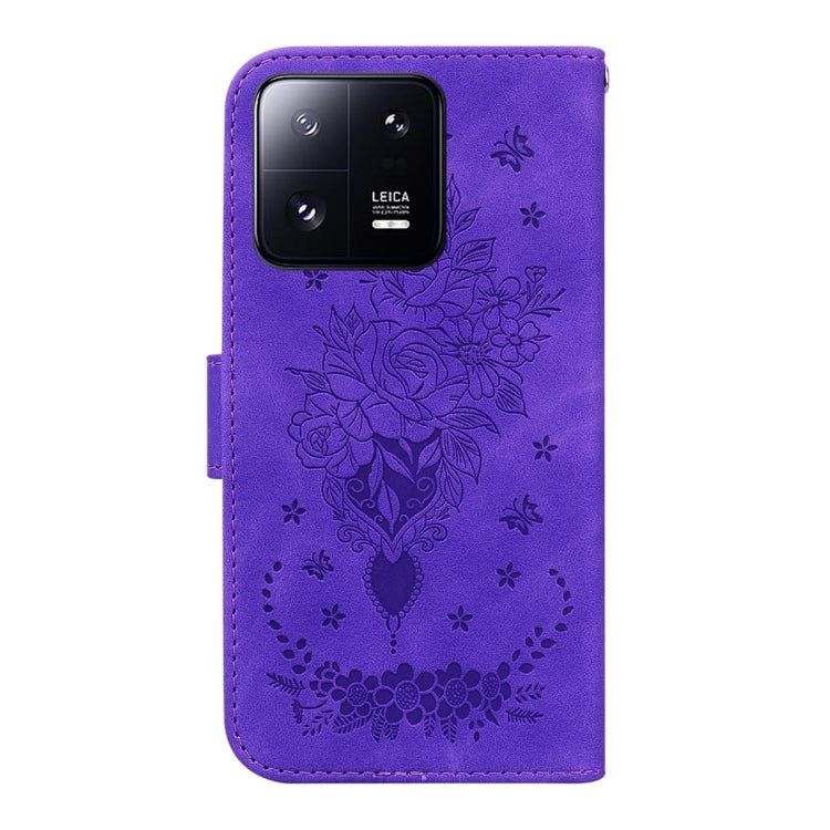 For Xiaomi 13 Pro Butterfly Rose Embossed Leather Phone Case