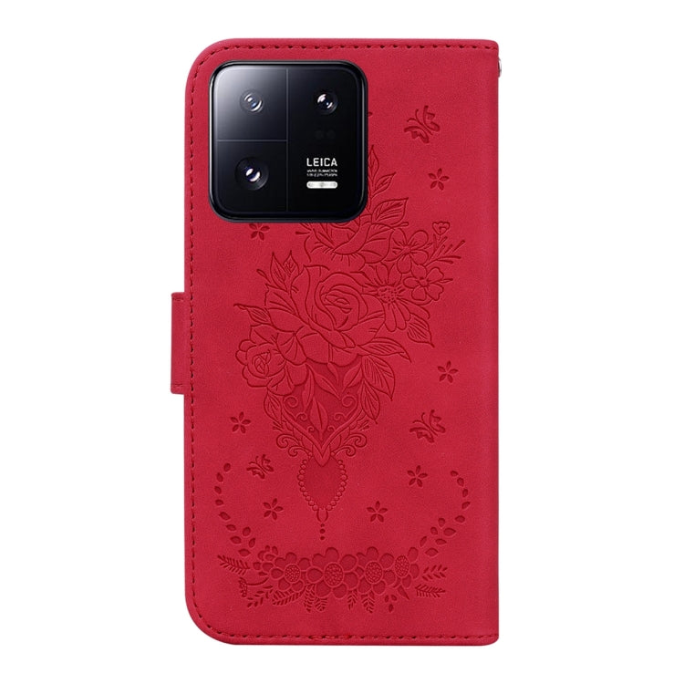 For Xiaomi 13 Pro Butterfly Rose Embossed Leather Phone Case