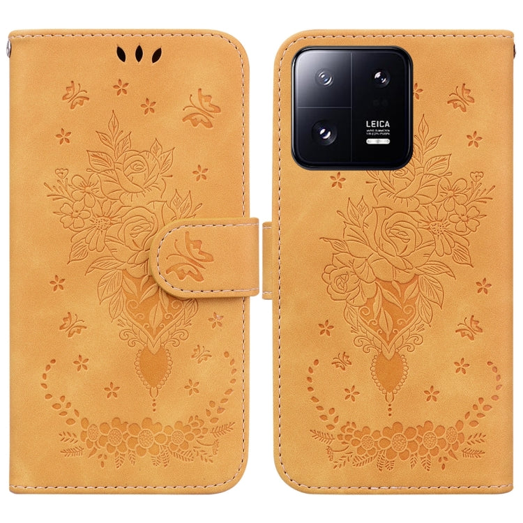 For Xiaomi 13 Pro Butterfly Rose Embossed Leather Phone Case