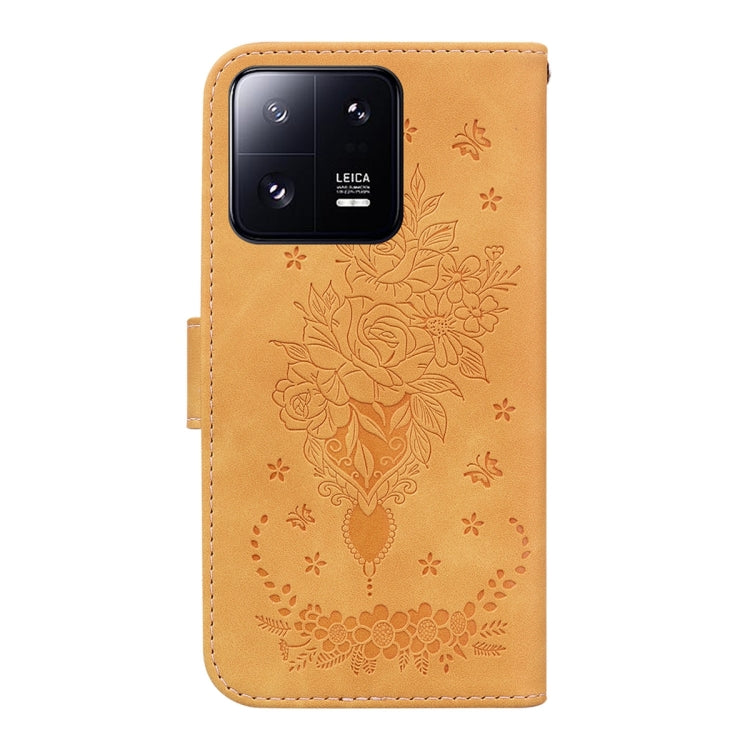 For Xiaomi 13 Pro Butterfly Rose Embossed Leather Phone Case
