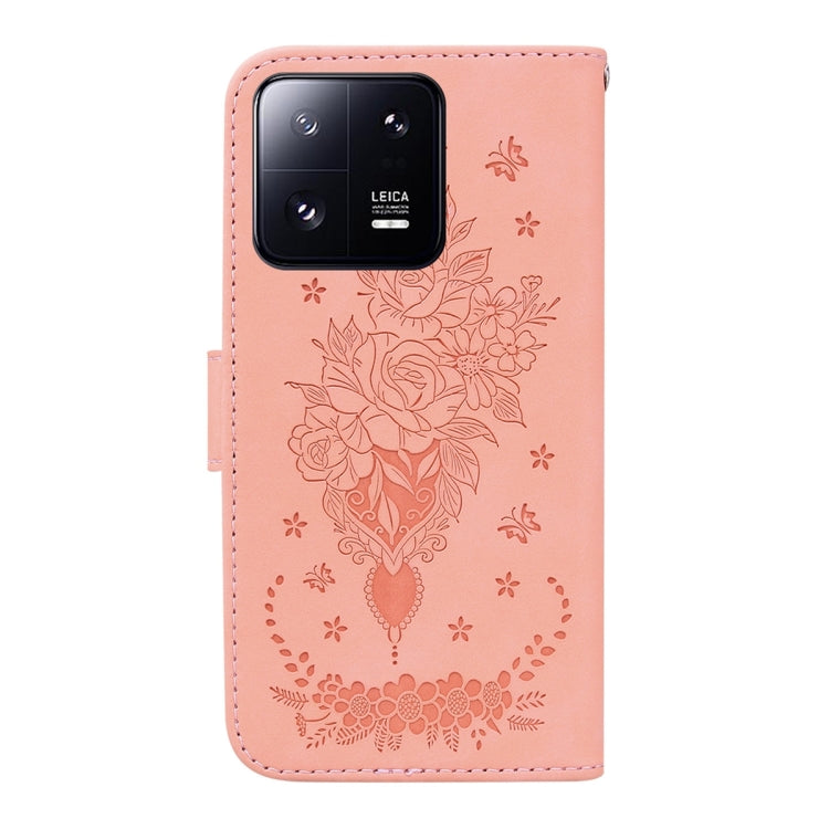 For Xiaomi 13 Pro Butterfly Rose Embossed Leather Phone Case
