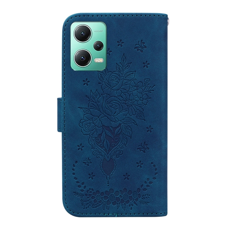 For Xiaomi Redmi Note 12 5G Butterfly Rose Embossed Leather Phone Case