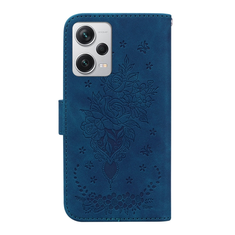 For Xiaomi Redmi Note 12 Pro+ Butterfly Rose Embossed Leather Phone Case