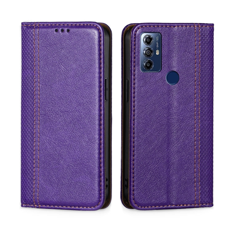 For Motorola Moto G Play 2023 Grid Texture Magnetic Flip Leather Phone Case