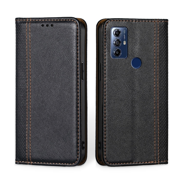 For Motorola Moto G Play 2023 Grid Texture Magnetic Flip Leather Phone Case
