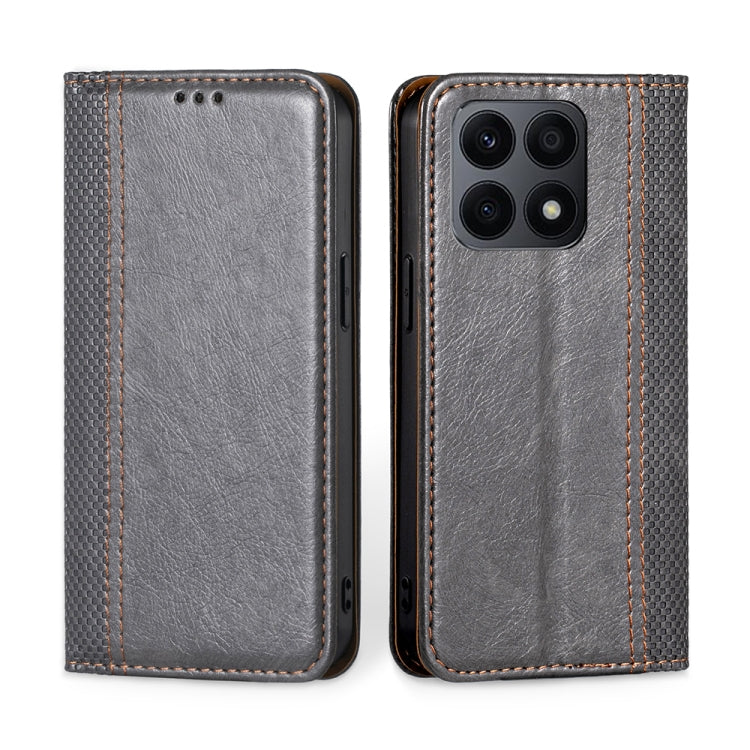 For Honor X8A Grid Texture Magnetic Flip Leather Phone Case