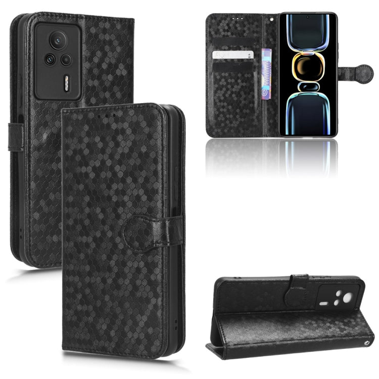 For Xiaomi Redmi K60E 5G Honeycomb Dot Texture Leather Phone Case