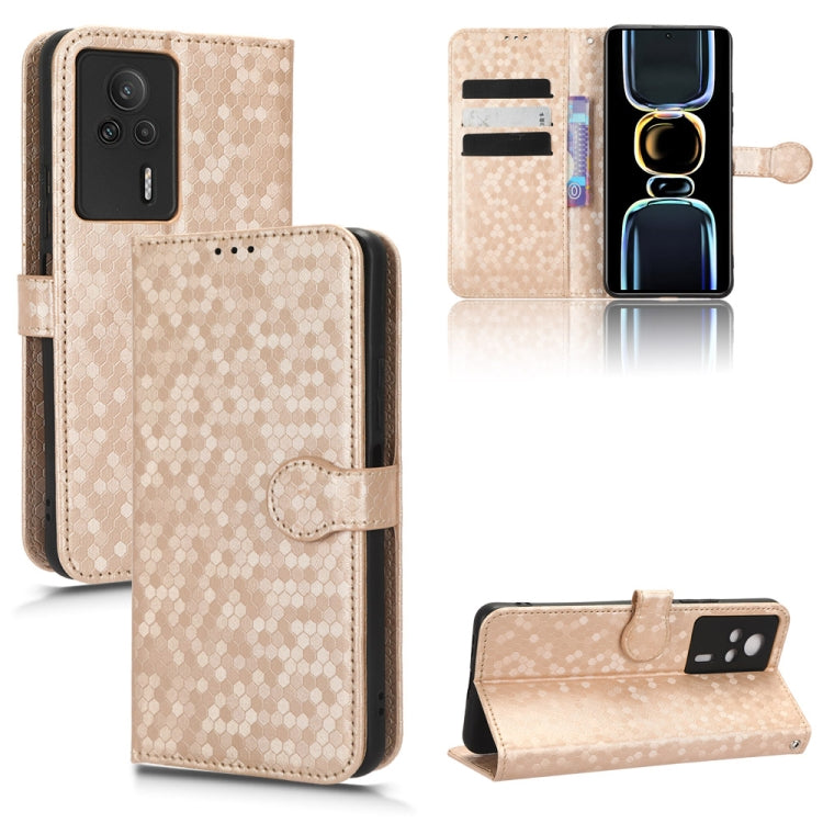 For Xiaomi Redmi K60E 5G Honeycomb Dot Texture Leather Phone Case