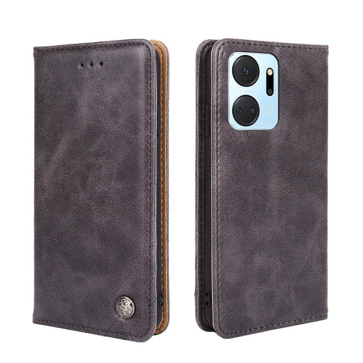 For Honor X7A Non-Magnetic Retro Texture Horizontal Flip Leather Case