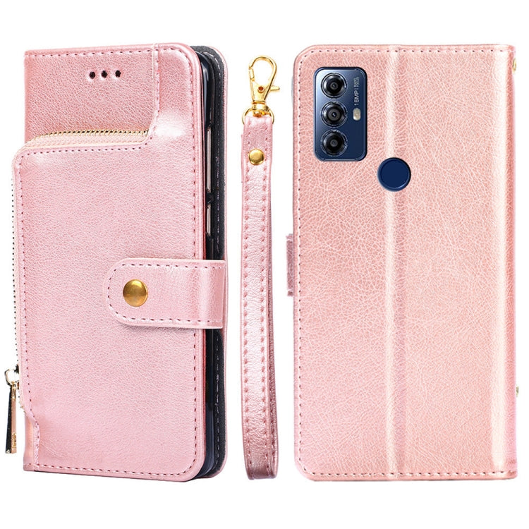 For Motorola Moto G Play 2023 Zipper Bag Leather Phone Case