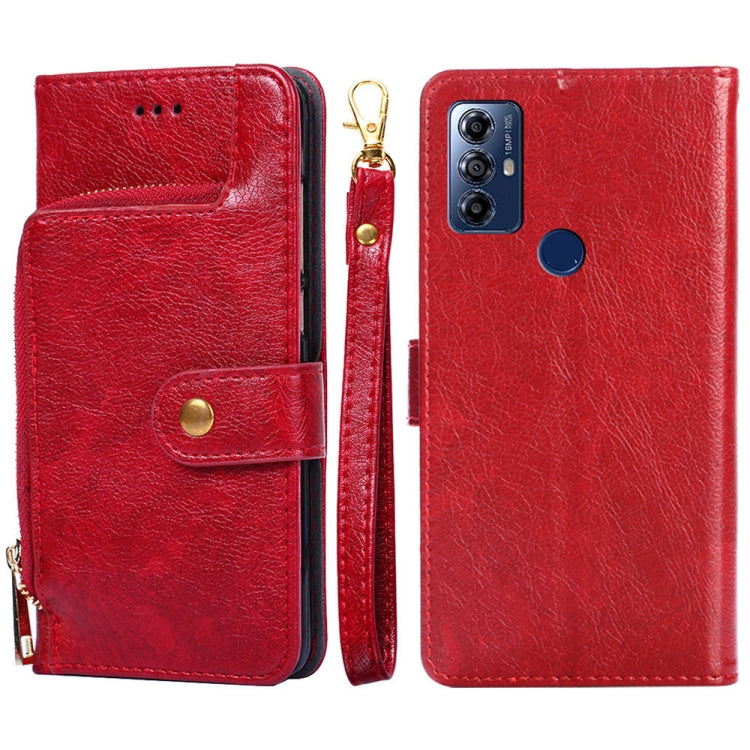 For Motorola Moto G Play 2023 Zipper Bag Leather Phone Case