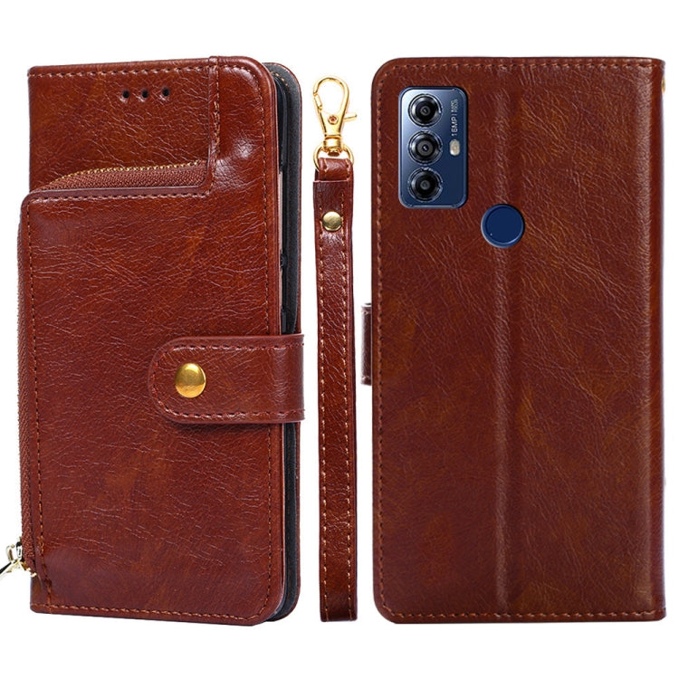For Motorola Moto G Play 2023 Zipper Bag Leather Phone Case