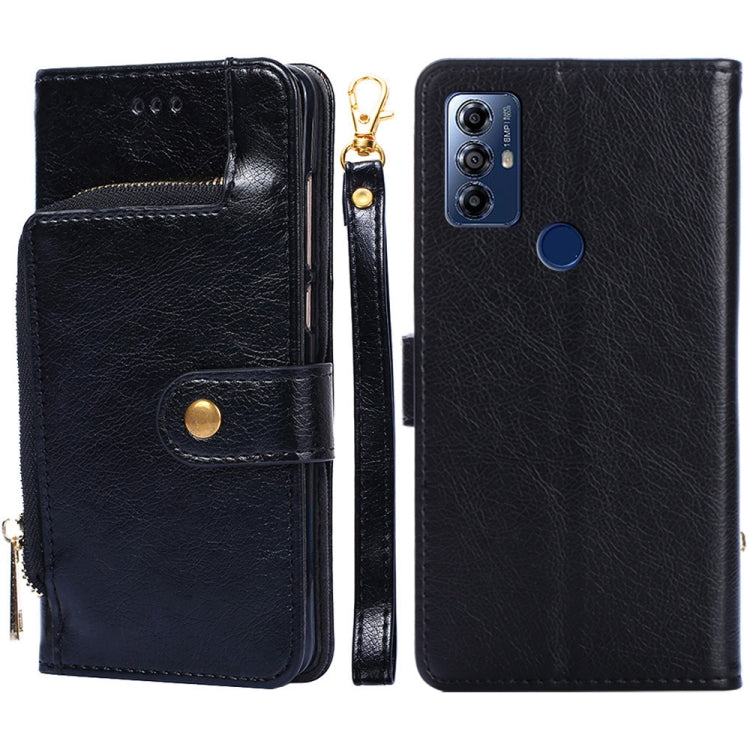 For Motorola Moto G Play 2023 Zipper Bag Leather Phone Case