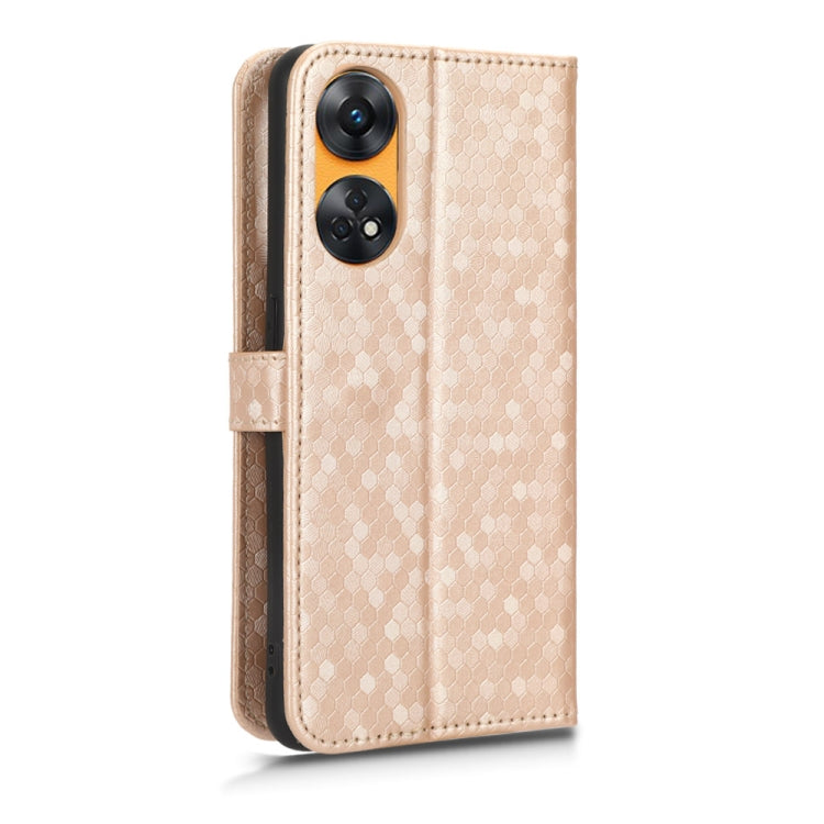 For OPPO Reno8 T 4G Honeycomb Dot Texture Leather Phone Case
