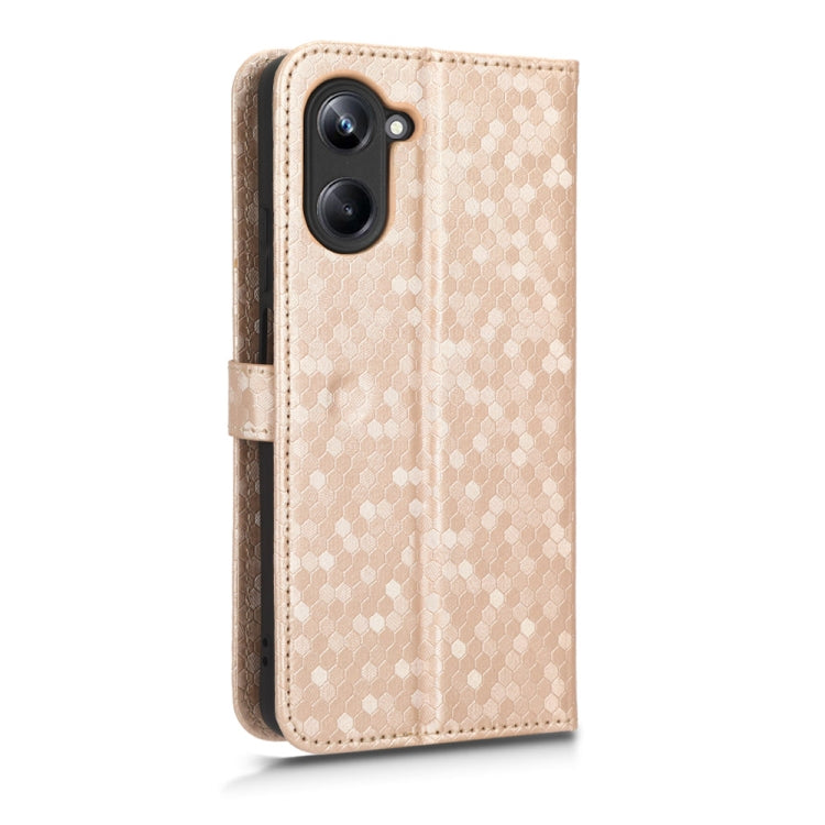 For Realme 10 4G Honeycomb Dot Texture Leather Phone Case