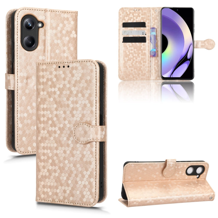 For Realme 10 Pro Honeycomb Dot Texture Leather Phone Case