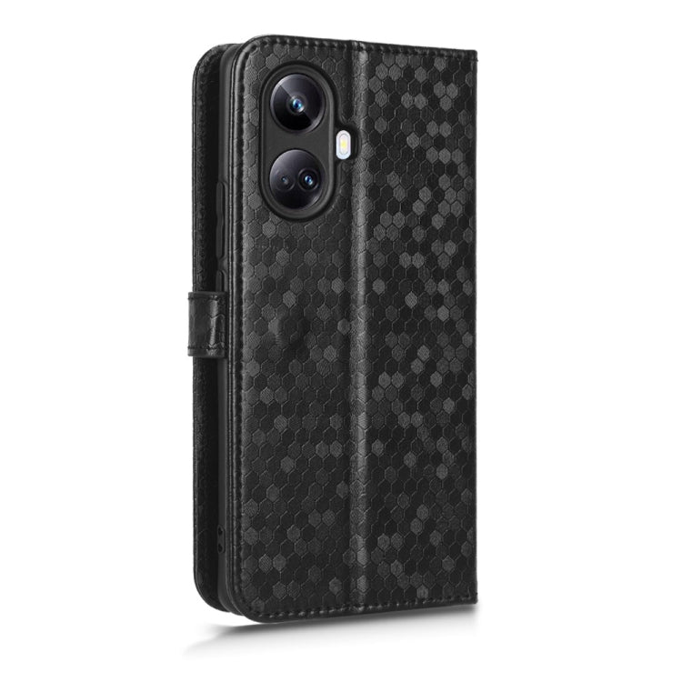 For Realme 10 Pro+ Honeycomb Dot Texture Leather Phone Case