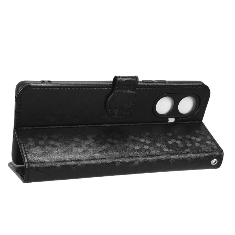 For Realme 10 Pro+ Honeycomb Dot Texture Leather Phone Case