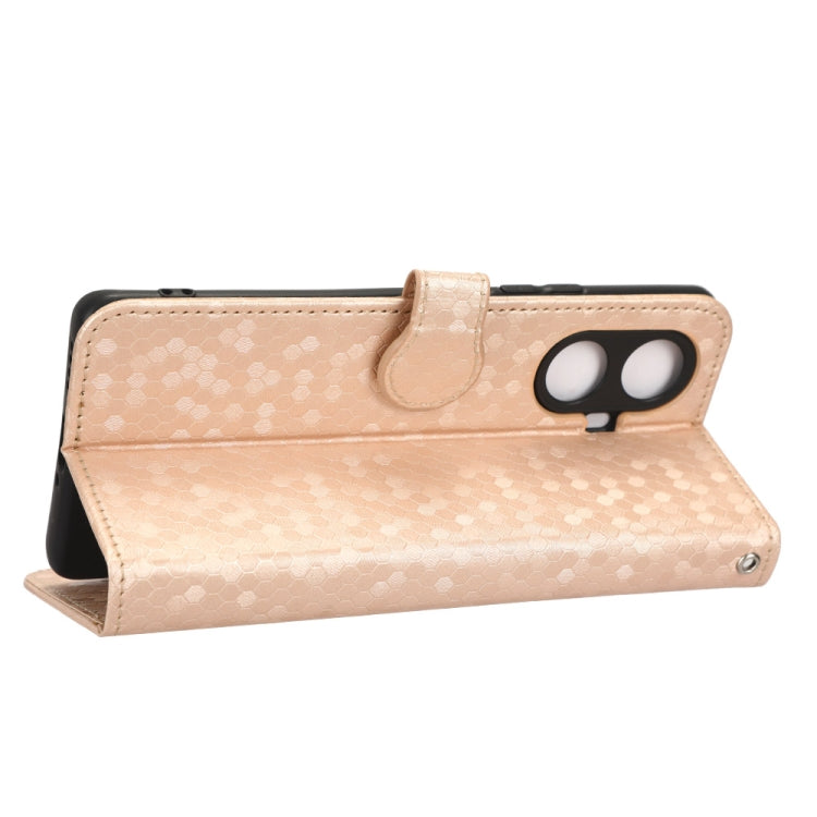 For Realme 10 Pro+ Honeycomb Dot Texture Leather Phone Case