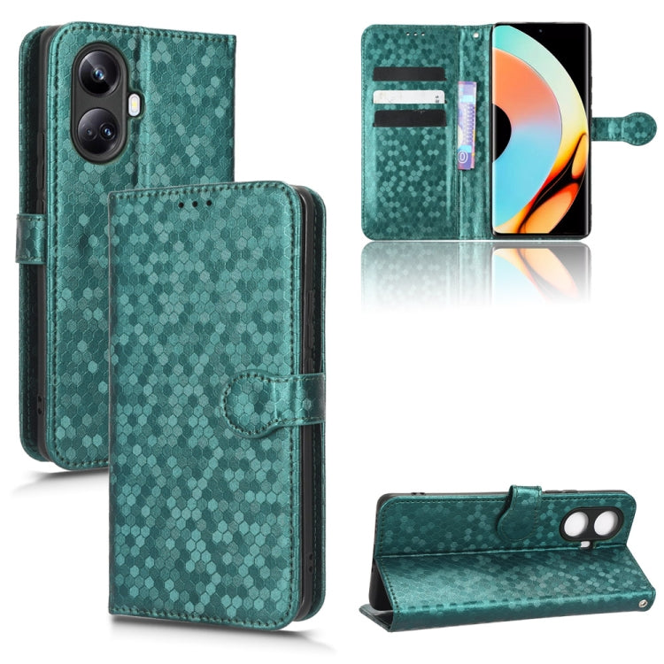 For Realme 10 Pro+ Honeycomb Dot Texture Leather Phone Case