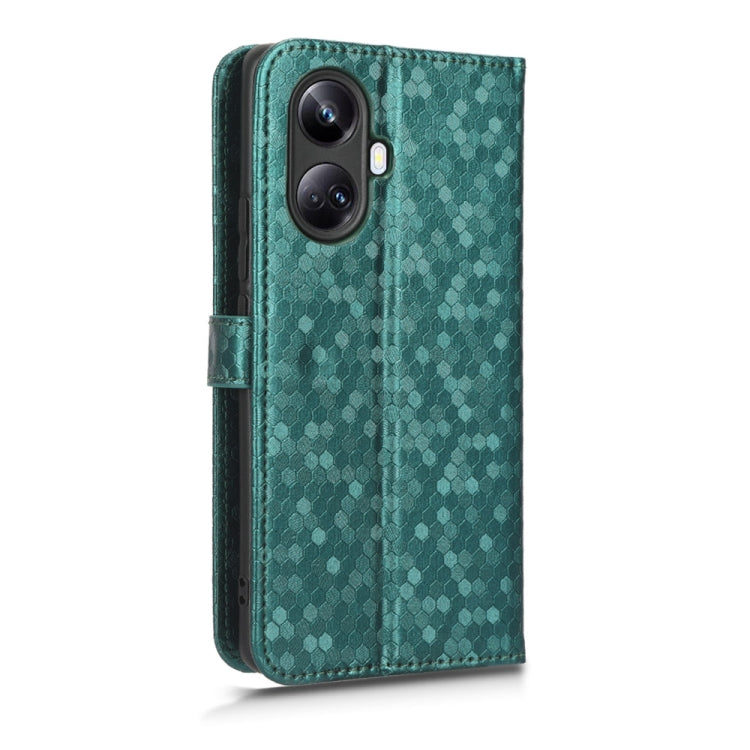 For Realme 10 Pro+ Honeycomb Dot Texture Leather Phone Case
